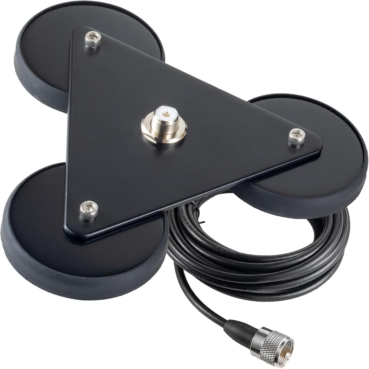Heavy Duty 8.8inch Triangle Super Strong Magnetic Base Mount SO-239 Connector with 16.4FT Cable PL-259 Plug for Car