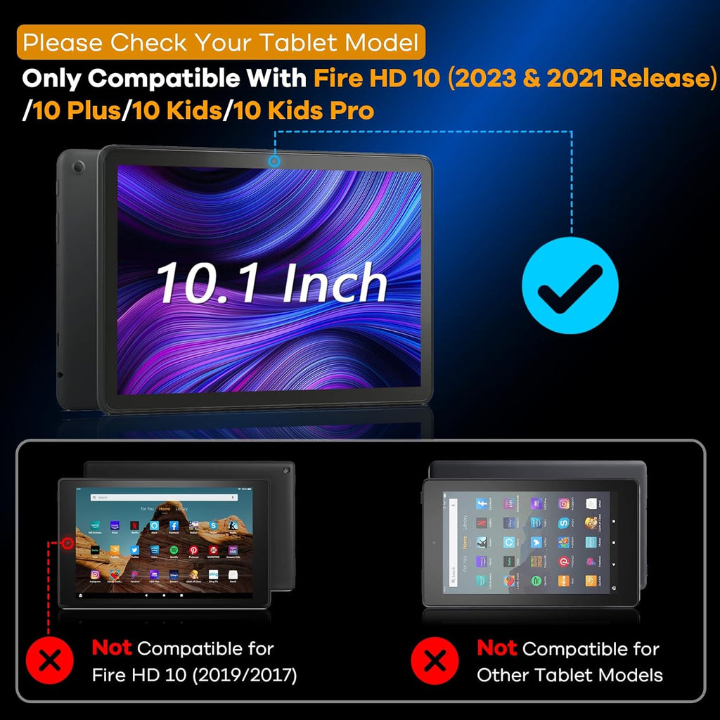 2-Pack Tempered Glass for Amazon Fire HD 10 Screen Protector (10.1" Tablet), 9H Glass for Fire HD 10/10 Plus/10