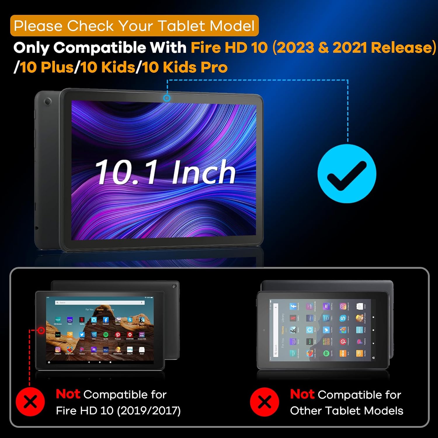 2-Pack Tempered Glass for Amazon Fire HD 10 Screen Protector (10.1" Tablet), 9H Glass for Fire HD 10/10 Plus/10