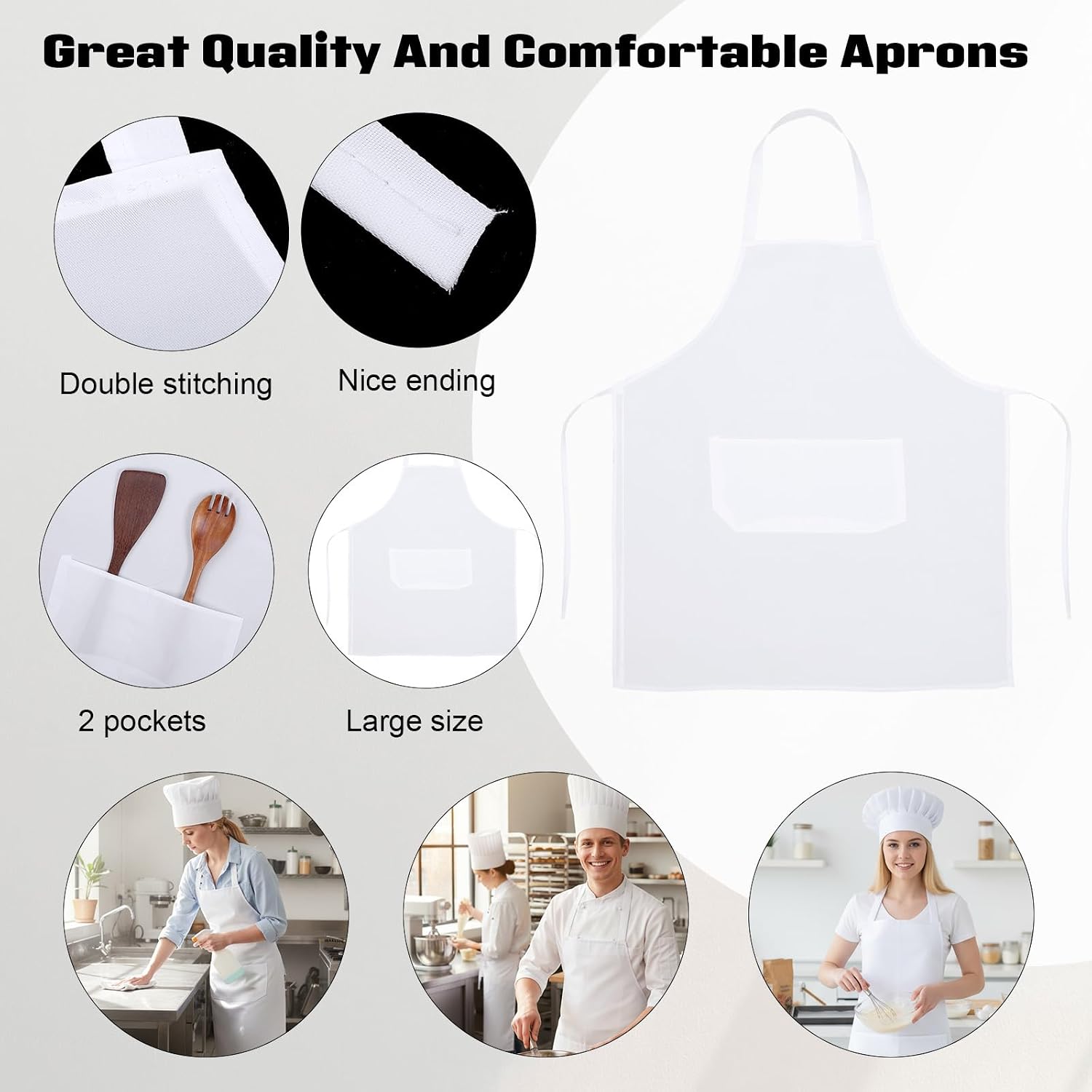 Hecila Chef Hat and Apron Set Adjustable Kitchen Cooking Bib Aprons with 2 Pockets Chef Hat with Butcher Cap Costume