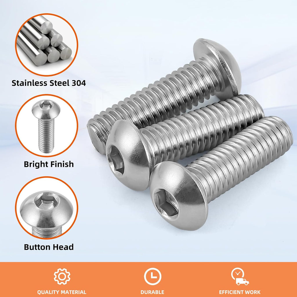 M10-1.5 x 25mm Button Head Socket Cap Screws, 15 PCS