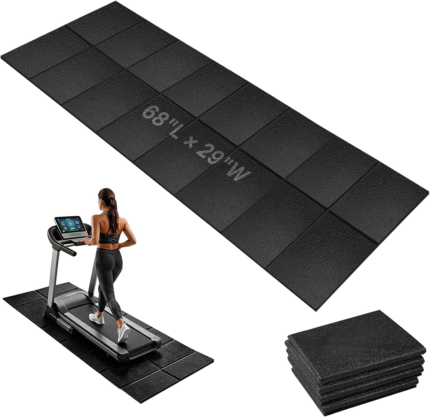 Treadmill Mat for Floor Protection, 68" × 29" Heavy Duty Exercise Equipment Mat for Home Gym, Anti-Slip Shock