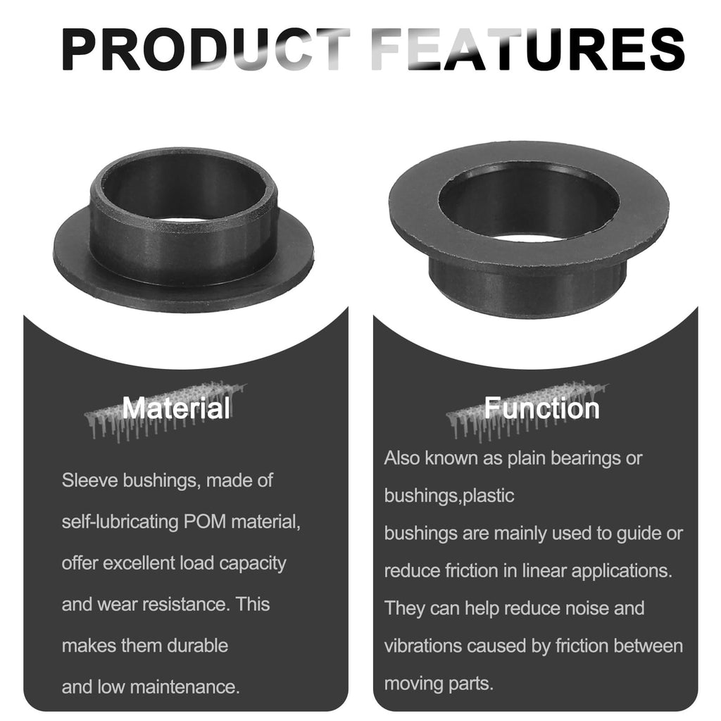 uxcell 8Pcs Flanged Sleeve Bearings,ID12mmxOD14mmxL6mm POM Bushing,Black
