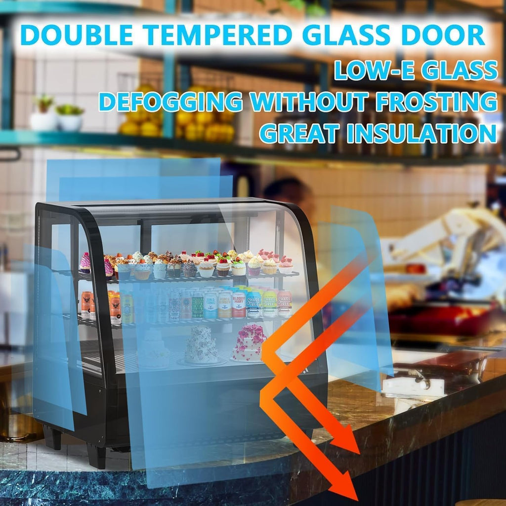 Commercial Display Refrigerator, 3.5 Cu.Ft Refrigerated Display Case with Adjustable Shelves and LED Lighting