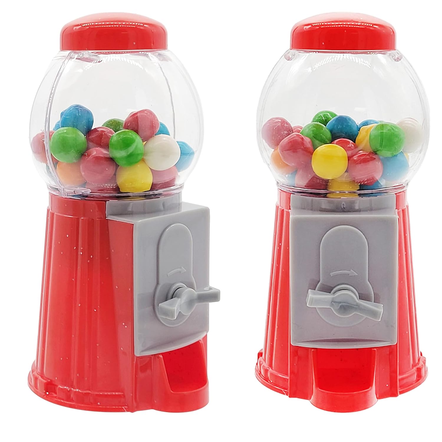 2-Pack Pack Mini 5" Inch Gumball Machine Without Candy Plastic Bubblegum Dispenser Red Gumball Machine Vending Candy