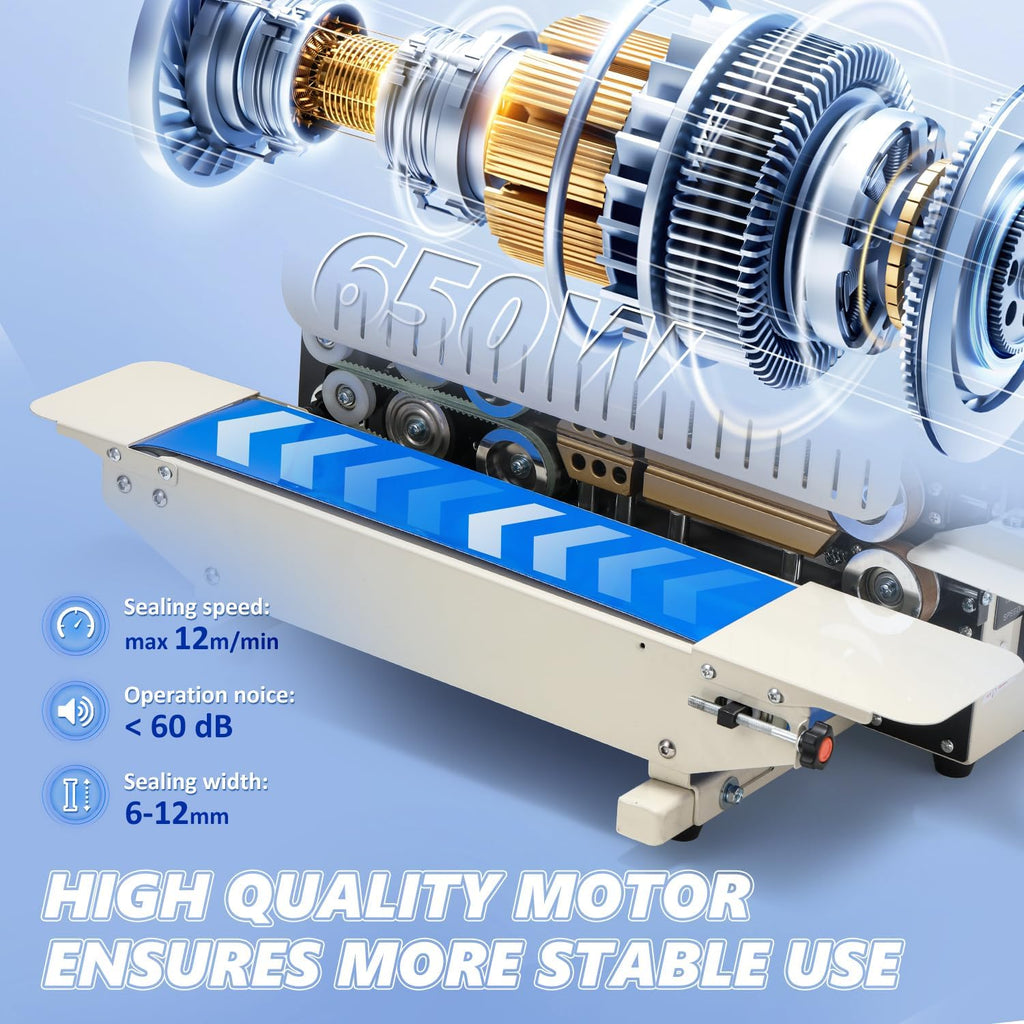 Commercial Heat Sealer Machine, 650W Continuous Bag Band Sealing Machine