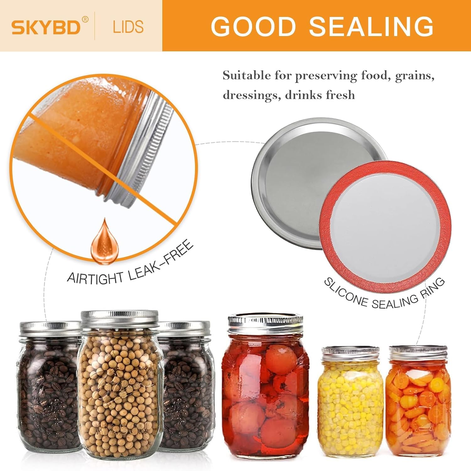 100-Count, REGULAR Mouth Canning Lids for Ball, Kerr Jars - Split-Type Metal Mason Jar Lids for Canning - Food Grade