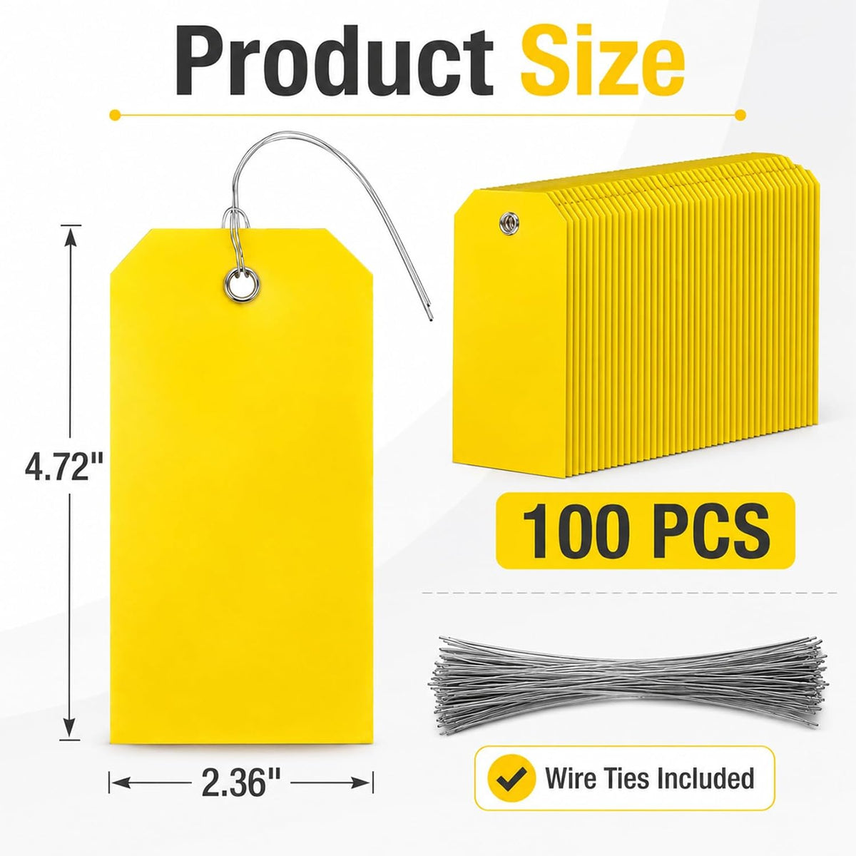 Shipping Tags with Wire - 100 Pack Waterproof Blank Hang Tags