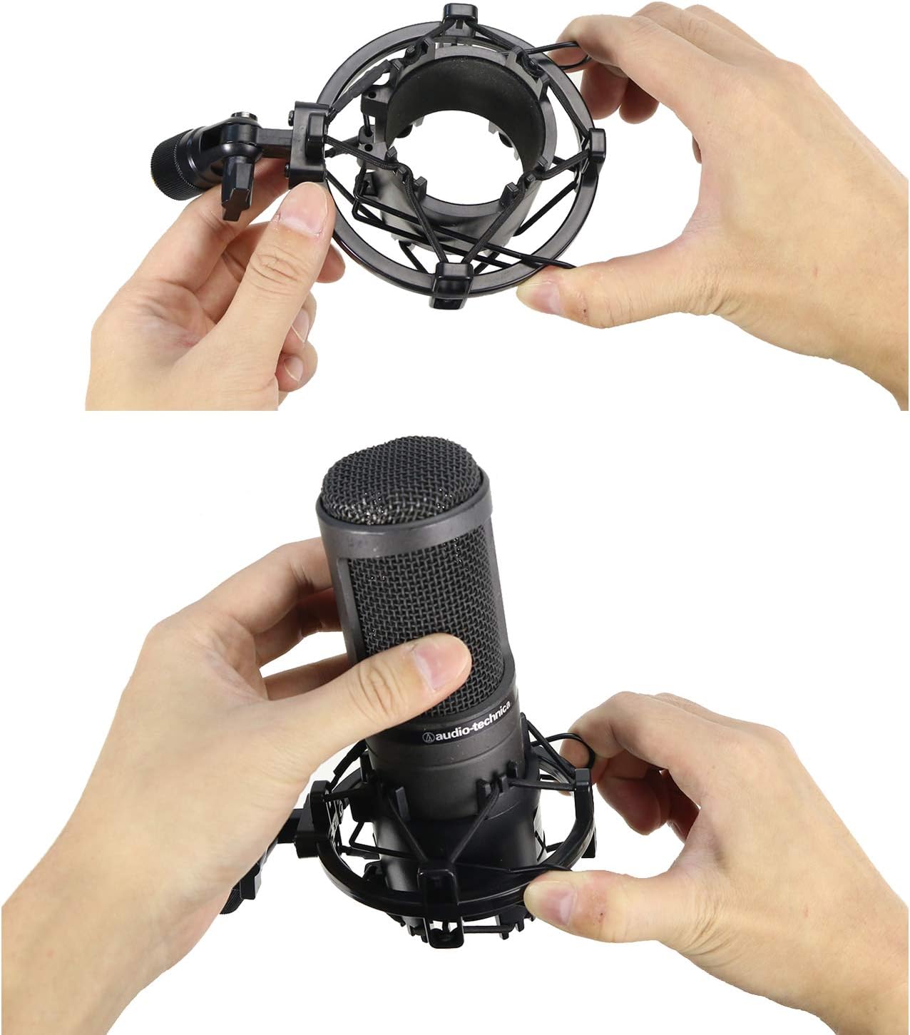 AT2020 Shock Mount with Windscreen, Shock Mount Stand with Foam Pop Filter for Audio Technica AT2020 AT2035 AT4040