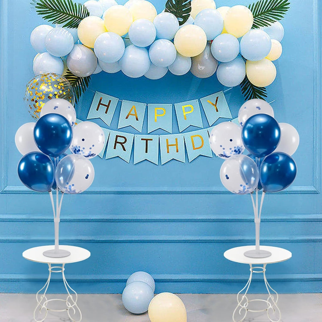 Blue Party Decorations,4 Set Balloon Stand with Pump and Blue Balloons for Birthday Graduation Retirement Anniversary