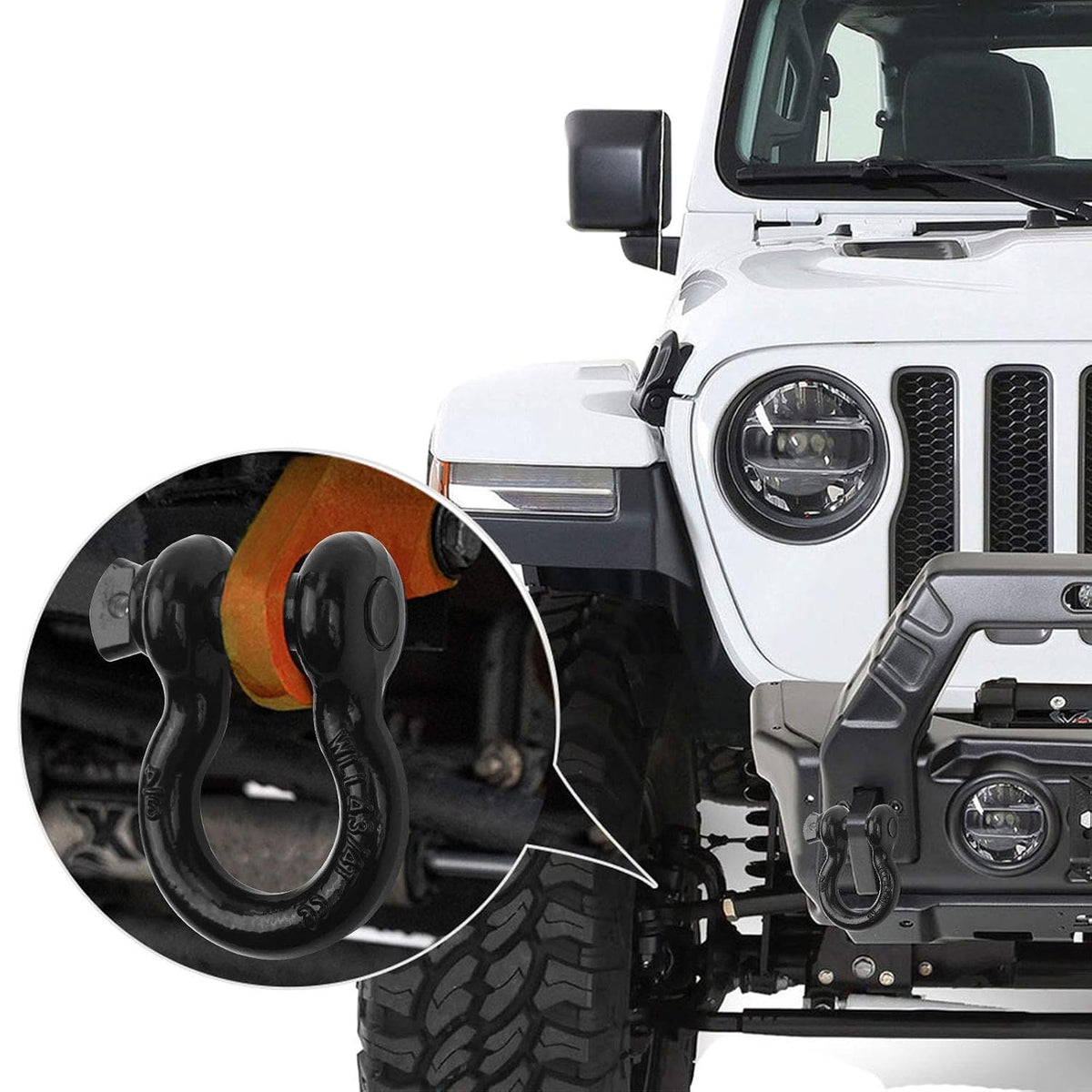 Shackles 3/4"(2 Pack) D-Ring Shackle Rugged 28.5 Ton (57,000 Lbs) Maximum Break Strength Heavy Duty Tow Shackles