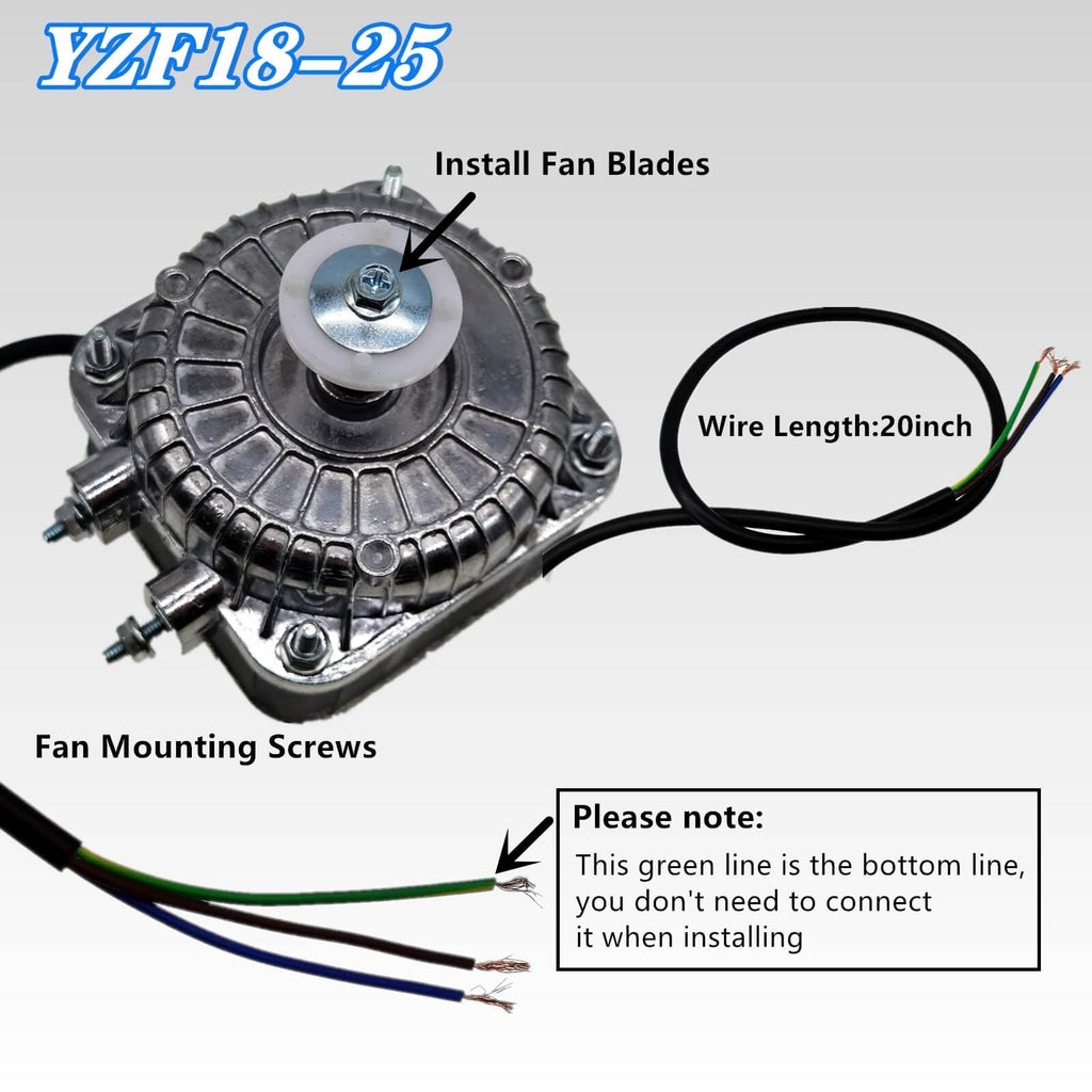 Shaded Pole Motor - 18W, 120V, 60Hz. for Small Ventilation and Refrigeration Equipment, Radiator and Evaporator. AC Fan Motor with Powerful 1.01A (YZF18-25)