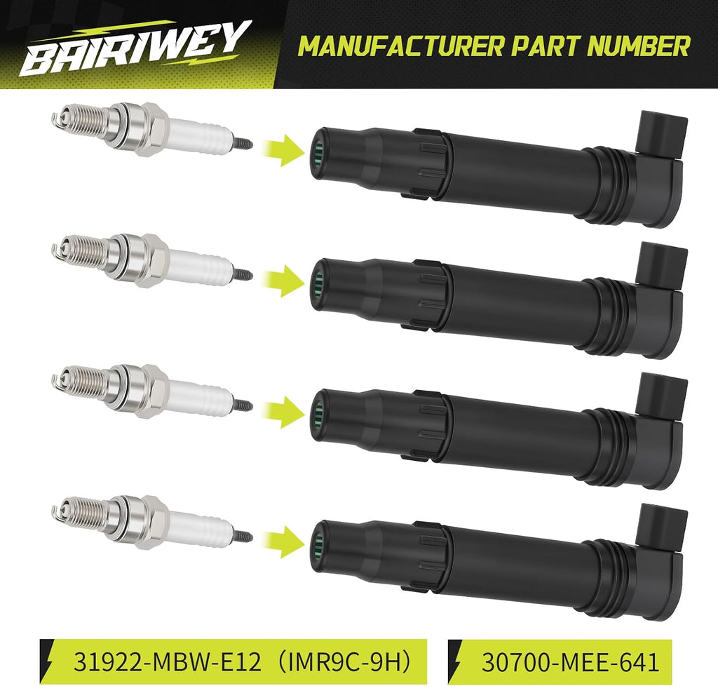 4Pcs Ignition Stick Coils with Iridium Spark Plug for Honda CBR600RR