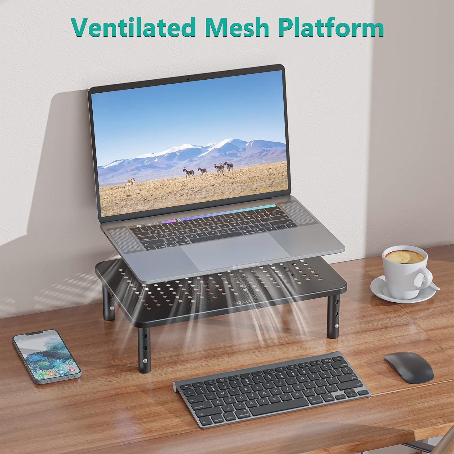 Computer Monitor Stand for Desk, Adjustable Laptop Riser, Desk Monitor Stand Underneath Storage for Office, Home