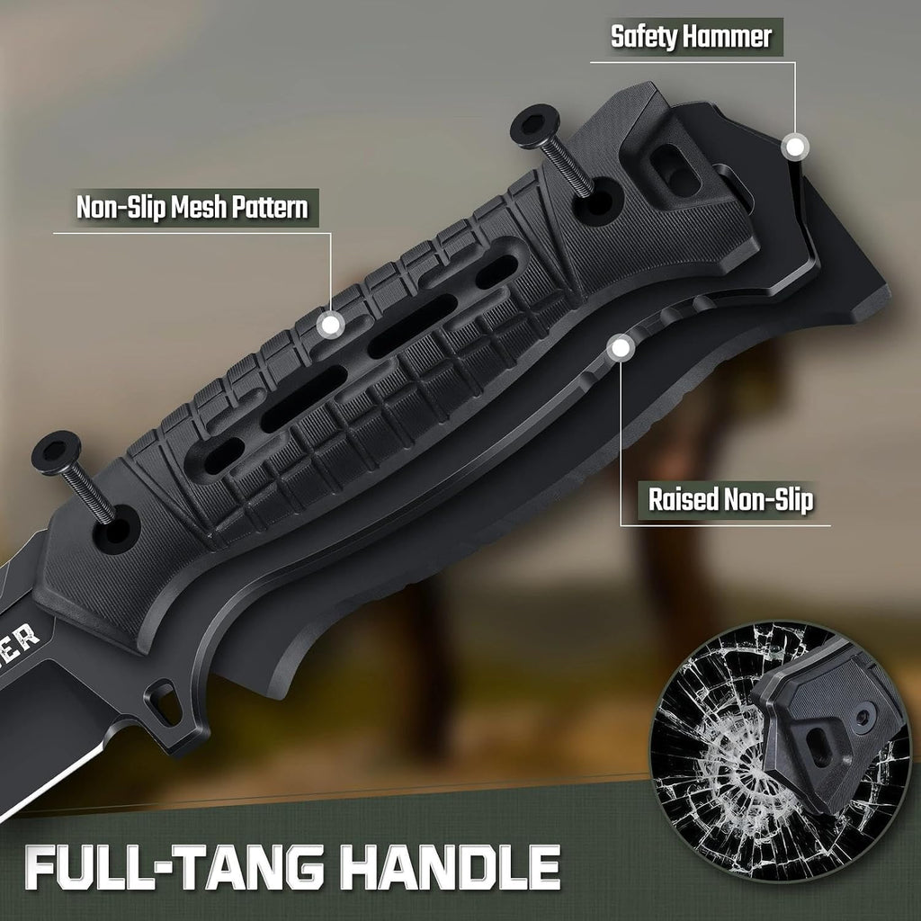 Full Tang Tactical Fixed Blade Knife with Sheath, Gift for Men | All-Purpose Survival Knives, Long-Lasting Sharpness
