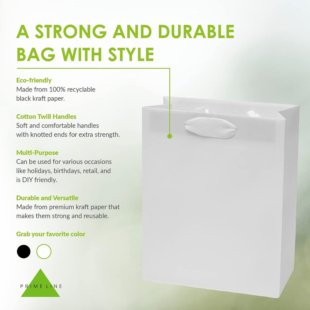 Small White Gift Bags, 8x4x10, 50 Pack Shopping Bags