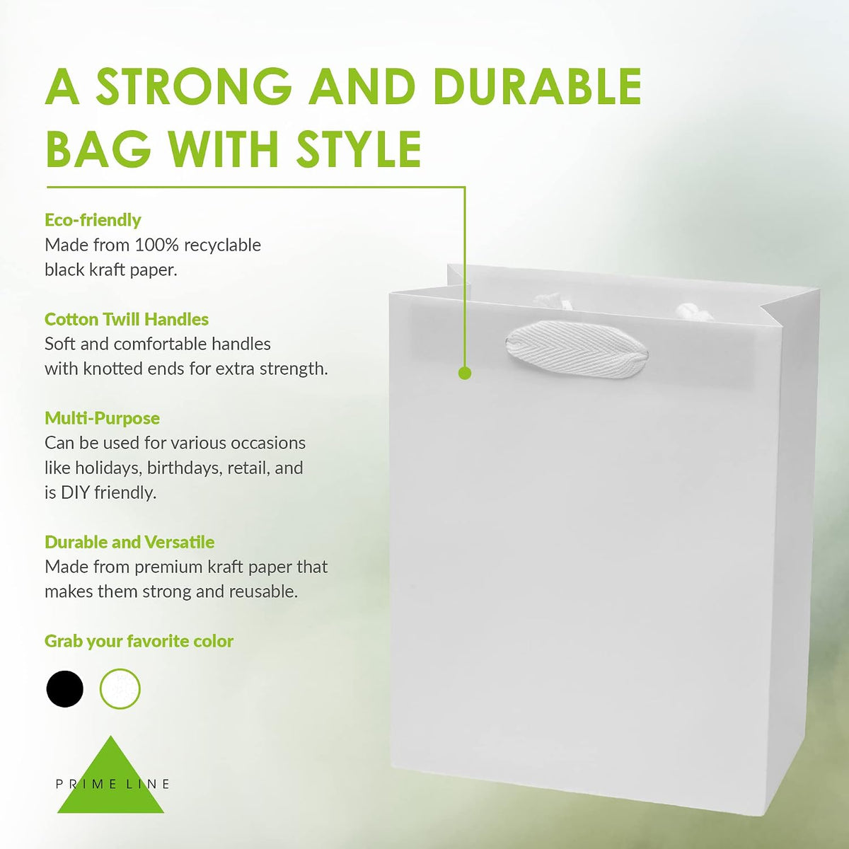 Small White Gift Bags, 8x4x10, 50 Pack Shopping Bags