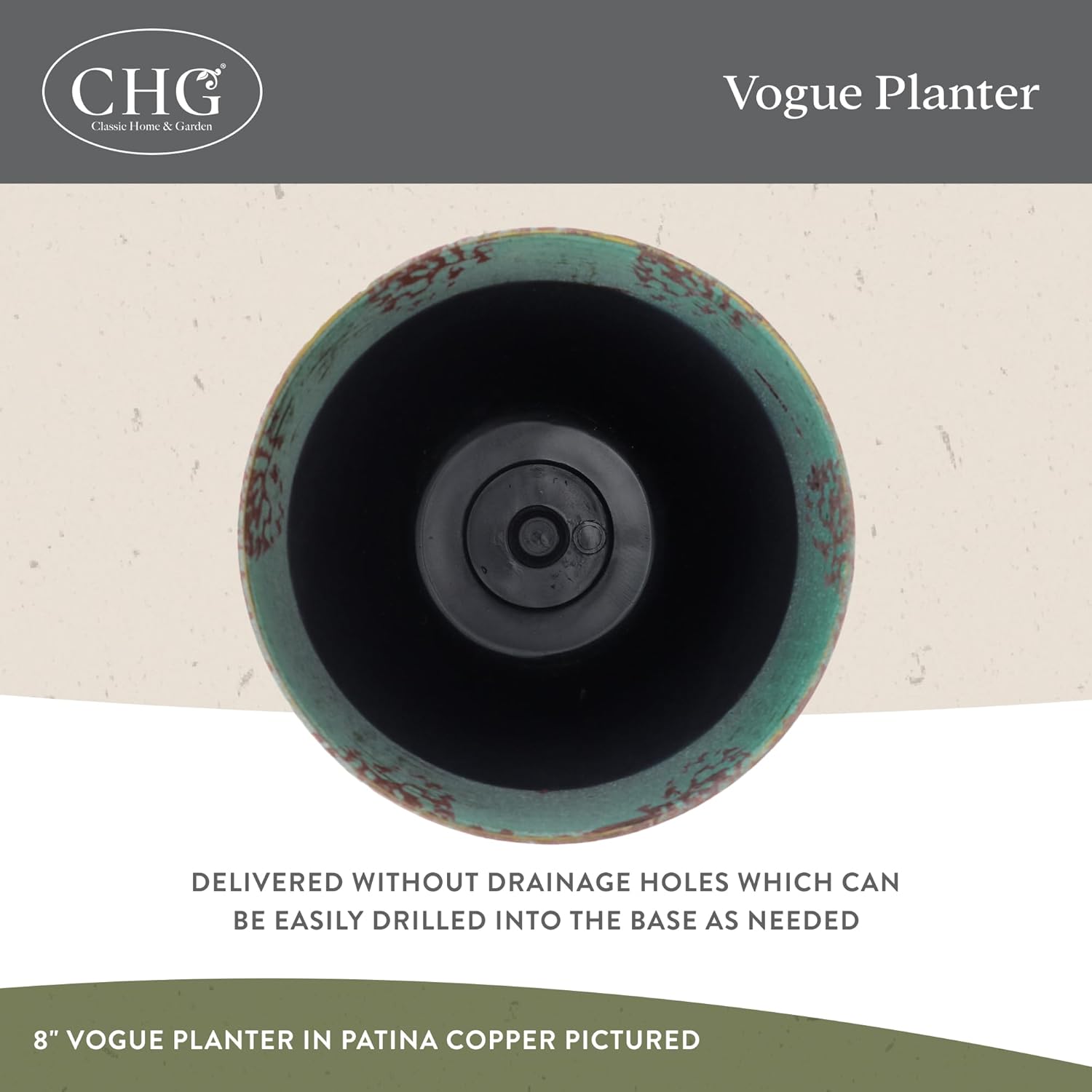 Classic Home and Garden by Growscape Vogue Planter Pots w/Pottery Quality Finish, Modern Indoor & Outdoor Flower