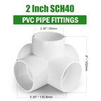 5 Way PVC Fittings 2 Inch - Fits 2" SCH40 PVC Pipe - White, 4pcs