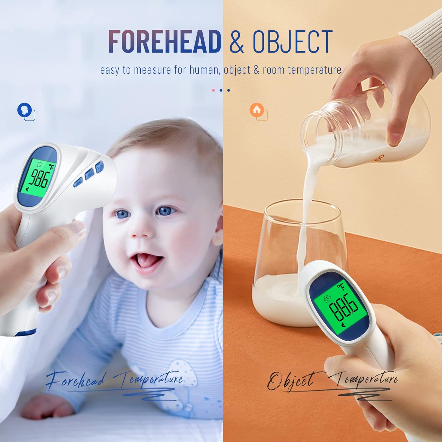 Forehead Thermometer for Adults and Kids, Digital Baby Thermometer with Fever Alarm, Fast Accurate Results, Home