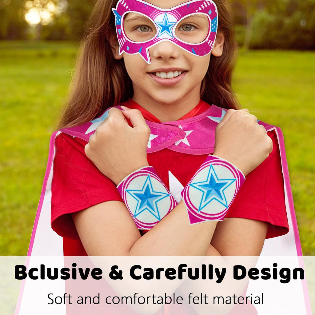 Kids Superhero-Capes Mask for Boys Girls Superhero-Costumes | Star Super Hero Capes Masks with Cuffs, Dress-up Toys &