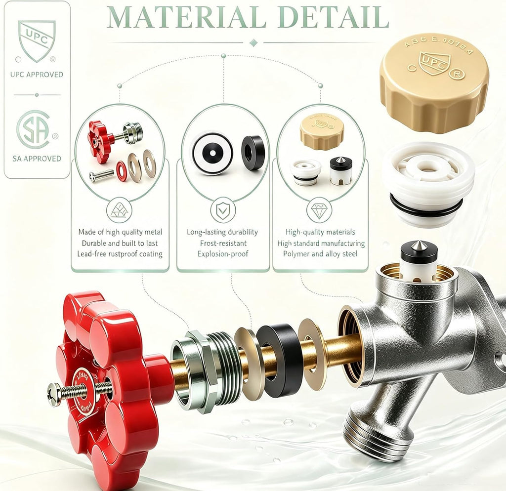 Outdoor Faucet Repair Kit for VACVBKX1B Vacuum Breaker ASSE 1019-A | Includes vacuum breaker and metal handle for