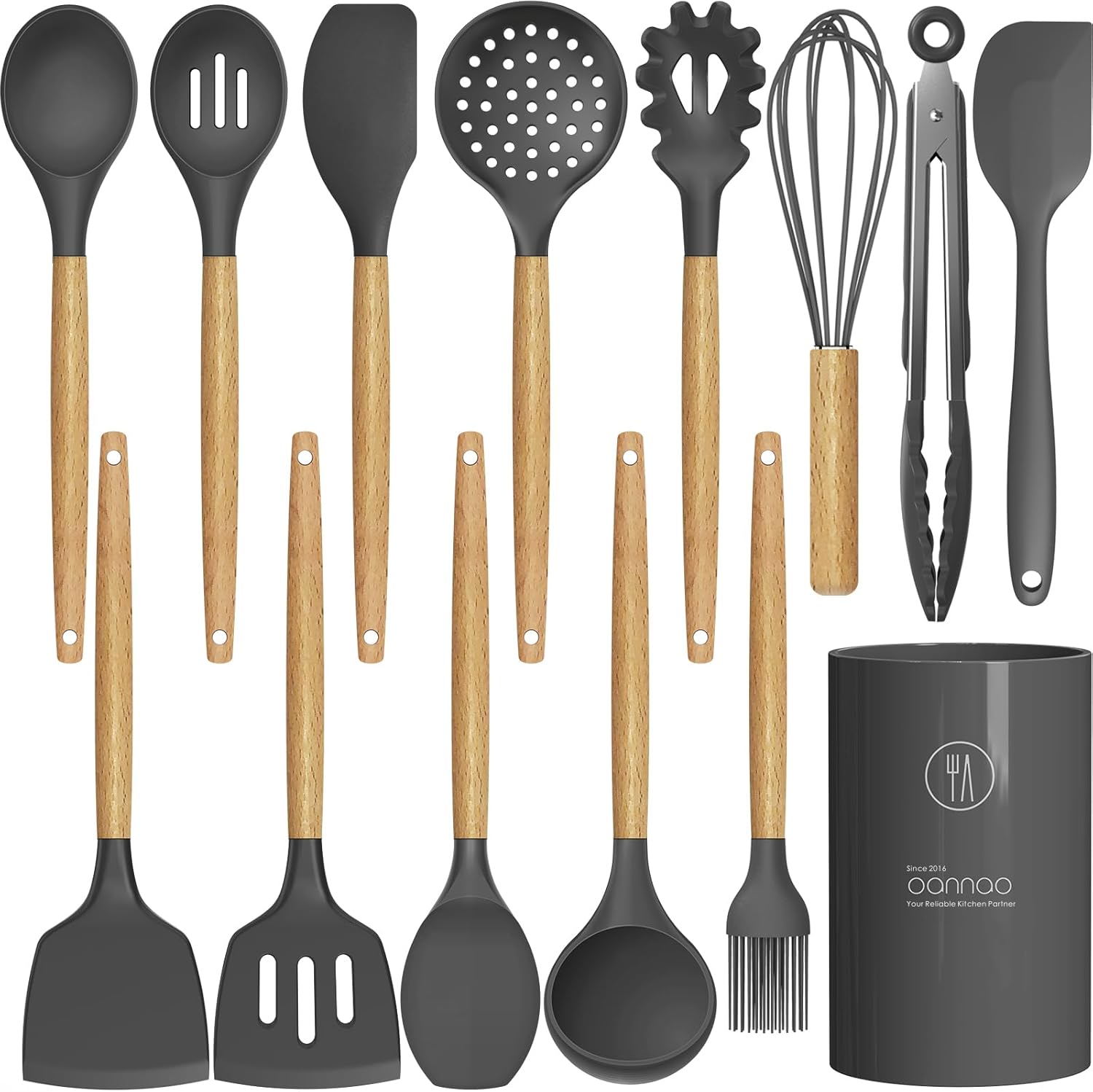 Silicone Cooking Utensils Kitchen Utensil Set - 446°F Heat Resistant Silicone Kitchen Utensils Set, Spatula,Turner