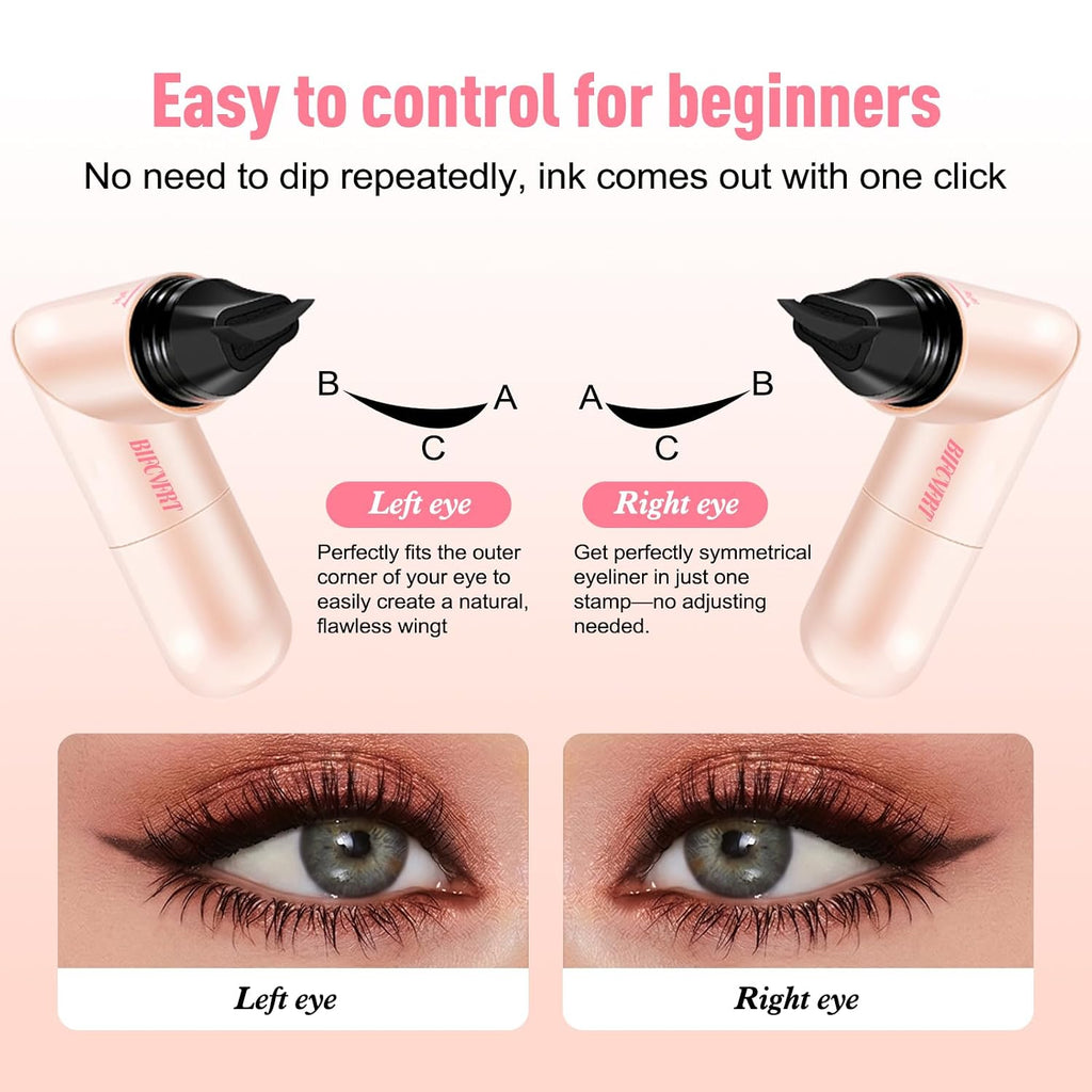 Winged Eyeliner Stamp Pen, Waterproof Smudge Proof, Wingliner Cat Eye Pencils with Rotating Foldable Design, Black