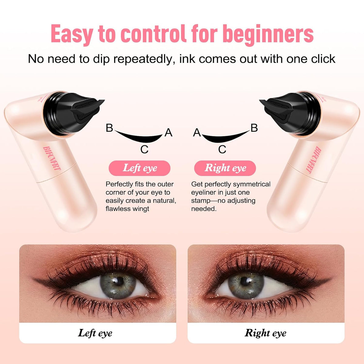 Winged Eyeliner Stamp Pen, Waterproof Smudge Proof, Wingliner Cat Eye Pencils with Rotating Foldable Design, Black