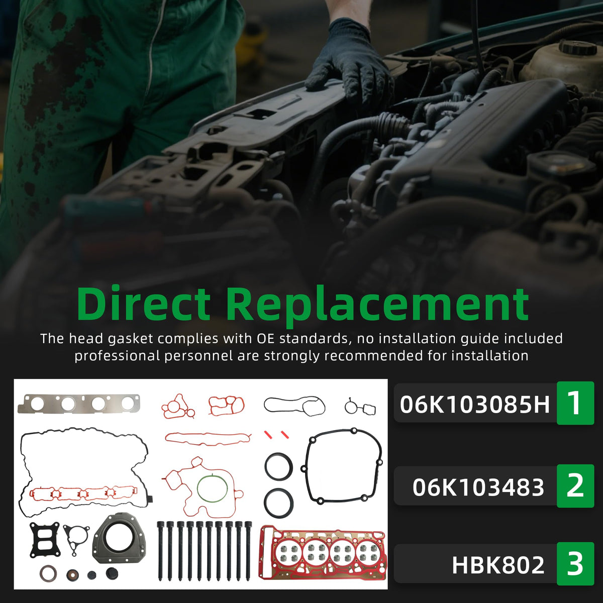 Head Gasket Set w/Head Bolt Fit for Audi A1 A3 A4 A5 A6 A7 Q5 TT 2012-2018