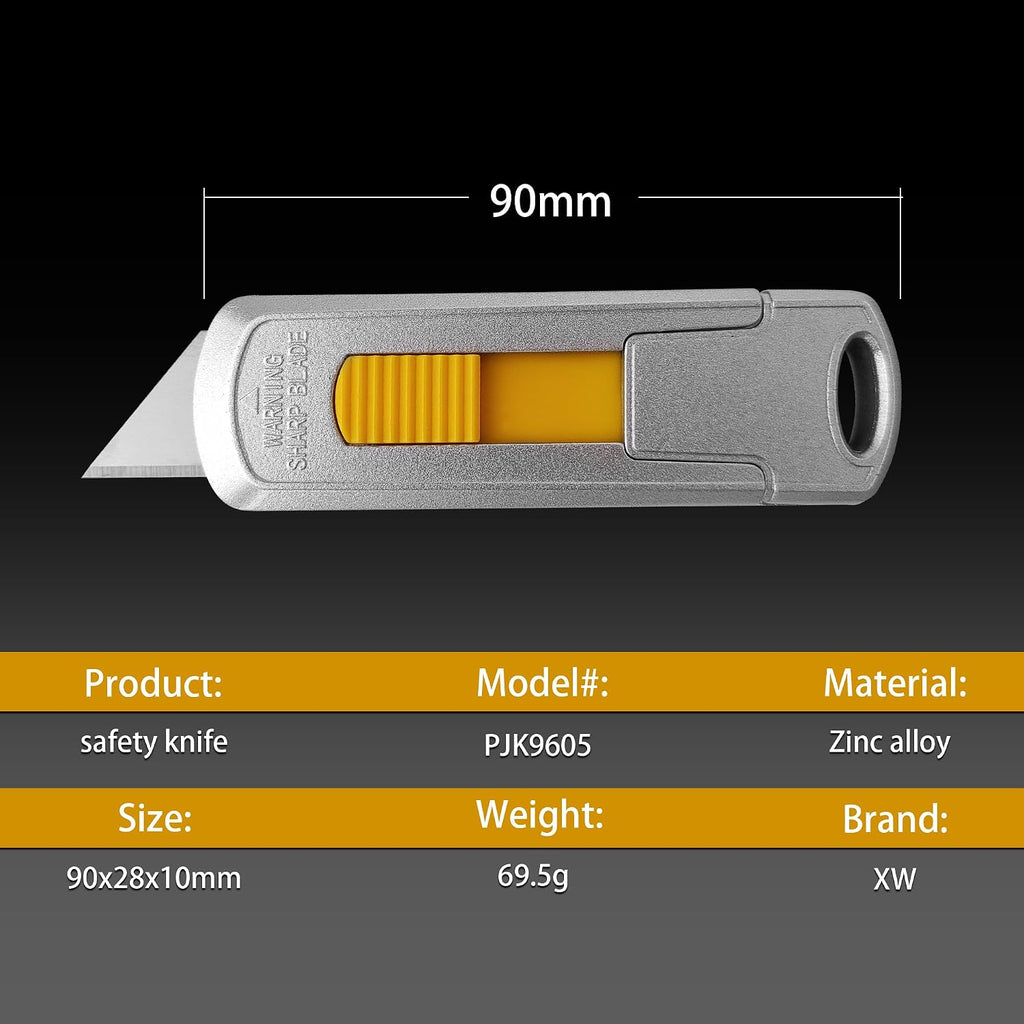 Mini Safety Utility Knife Compact Auto Retractable Box Cutter with Safety Lock, Extra 10 PCS Utility Blades Included
