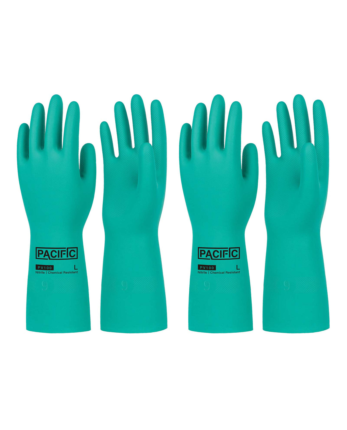2 Pairs Nitrile Chemical Resistant Gloves, Latex-Free, XL