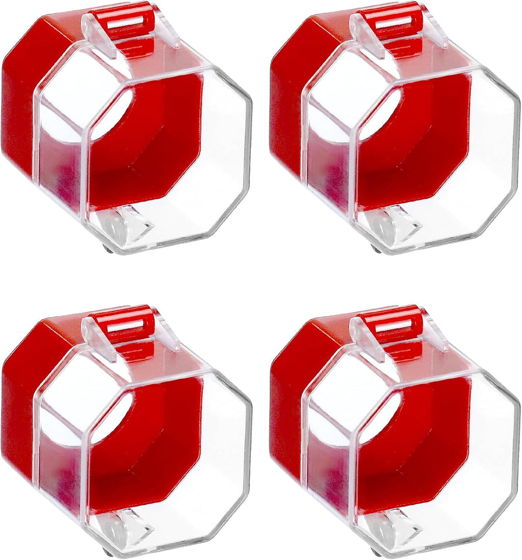 QWORK Emergency Stop Button Cover, 4 Pack Plastic Switch Cover Protector, Toggle Switch Push Button Switch Lockout Cover, Add Protection