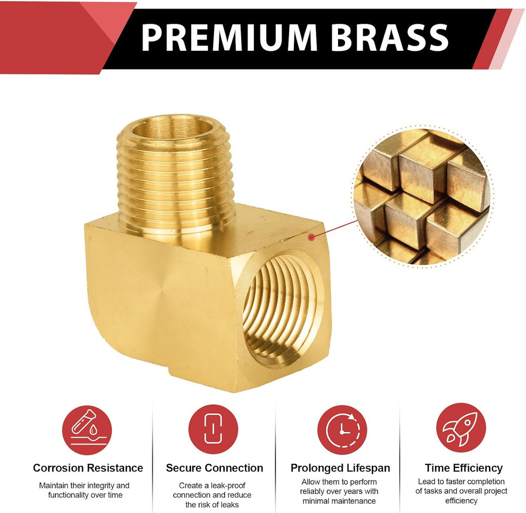 5Pcs EFIELD 1/2"Extruded 90 Degree Brass Barstock Street Elbow(NPT129-5)