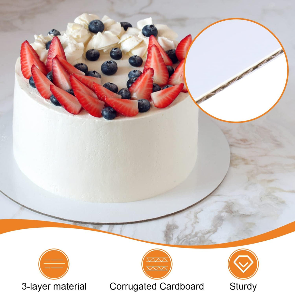 25-Packs Cake Boards 10 inch Round, White Cake Board Rounds