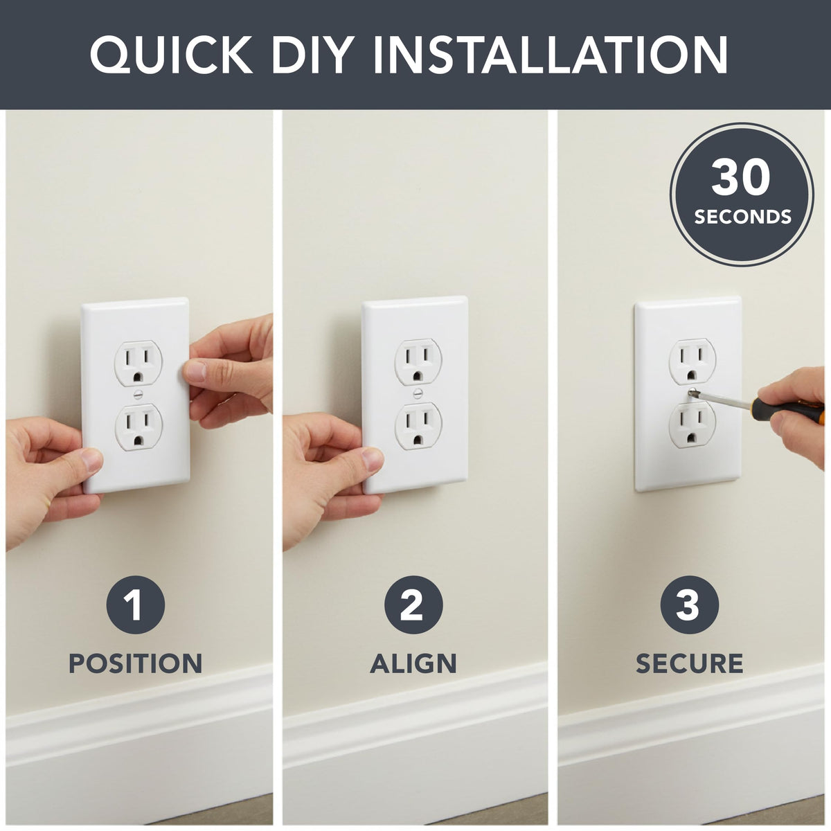 Bates- Duplex Receptacle Outlet Wall Plate, 4.5" x 2.75", 12 Pack, White