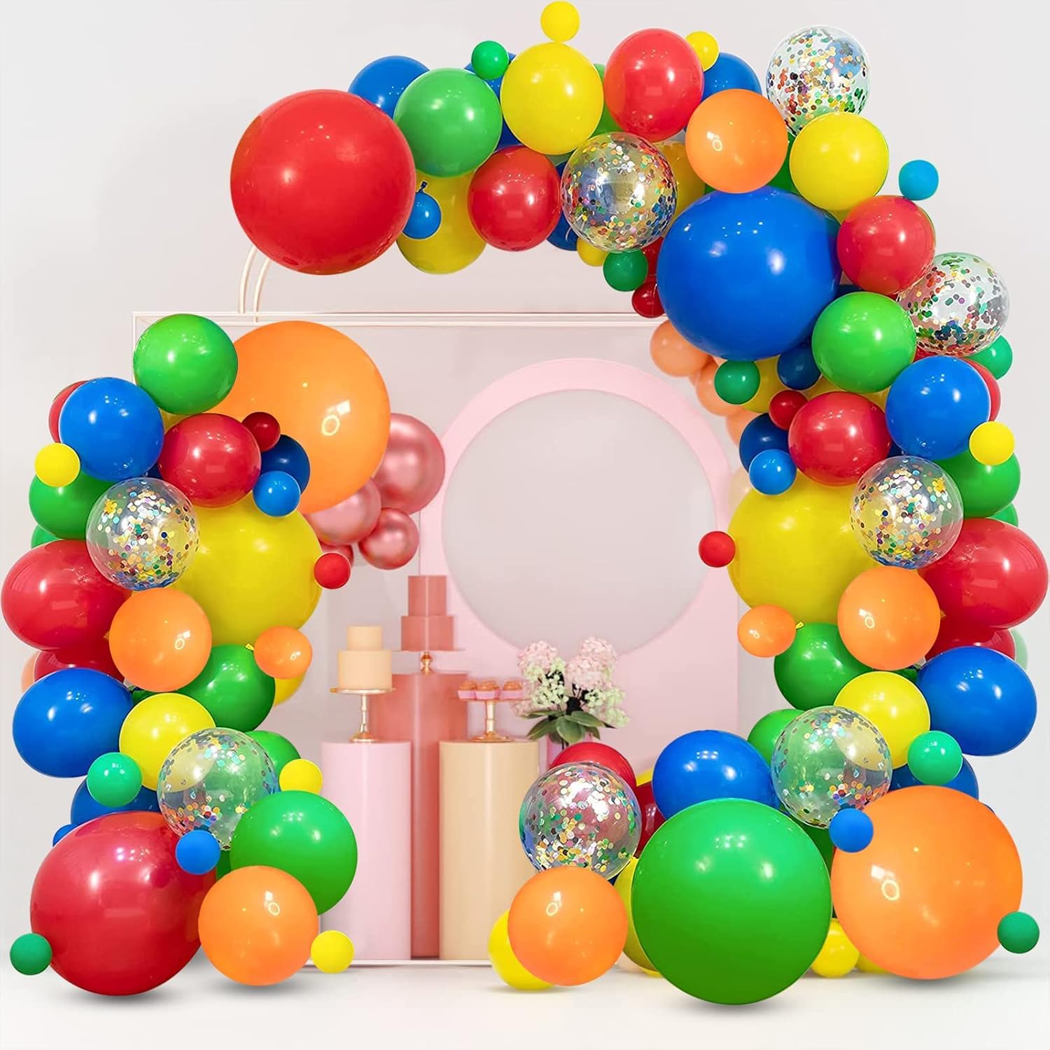 Colourful Rainbow Balloon Arch Kit, Colorful Balloons Garland Fiesta Party Balloon Arch for Colorful Fiesta Carnival