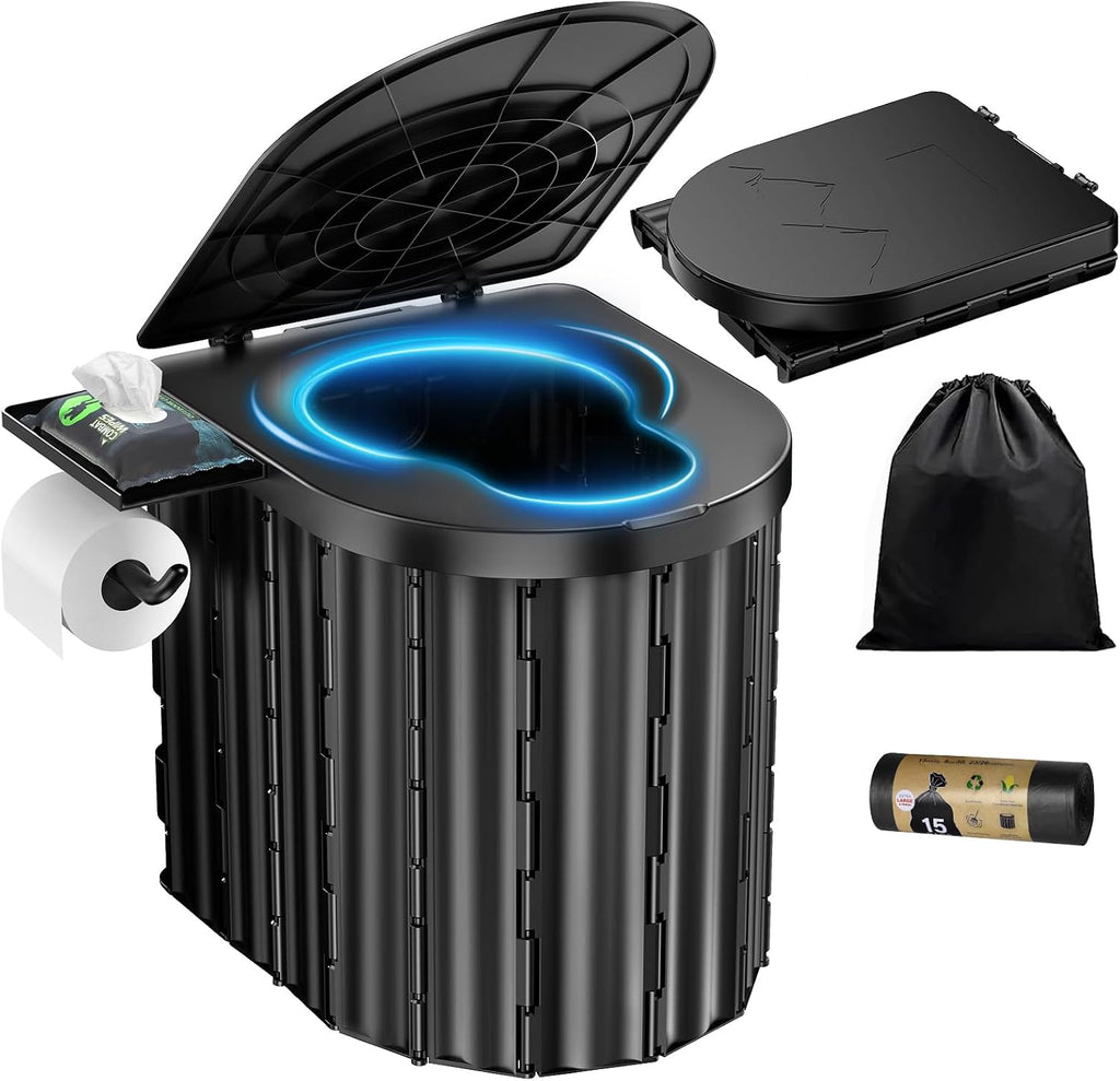 Portable Toilet, Upgraded 15'' toilet With Removable Paper Holder, Camping Toilet With A Load Capacity Of 450 Lbs