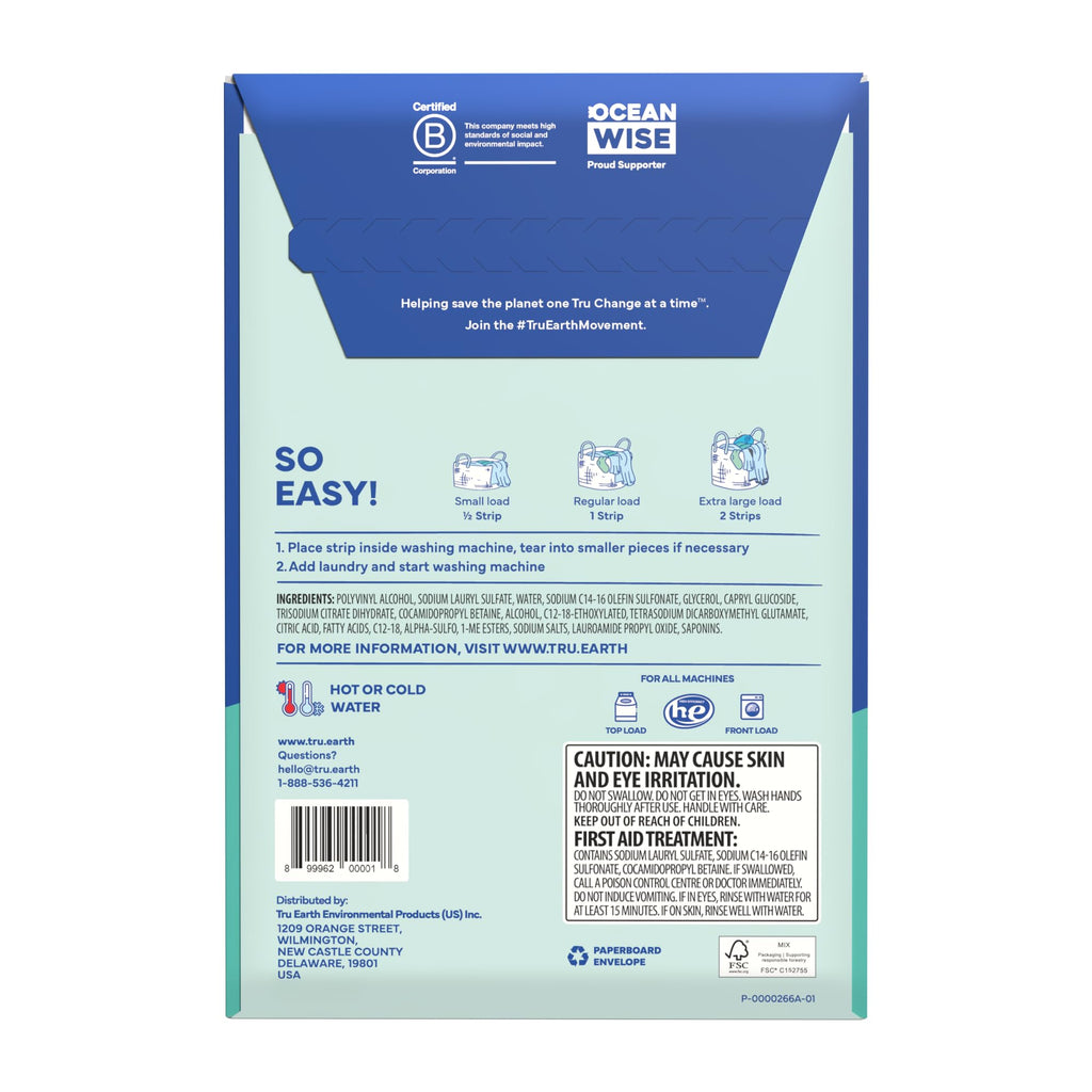 Dry Laundry Detergent Sheets, Unscented, 32 Strips