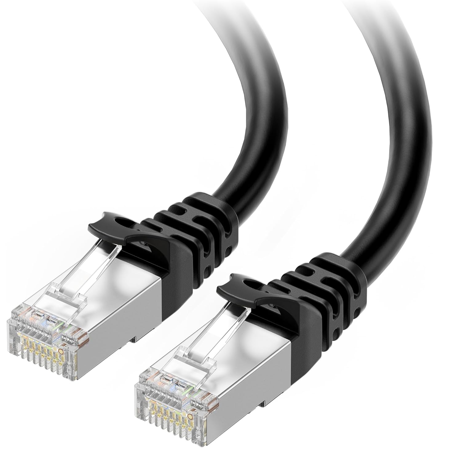 10Gbps Snagless Shielded Cat 6A Ethernet Cable, 50ft, Black | S/FTP Shielded, 26 AWG Bare Copper, 550MHz Bandwidth