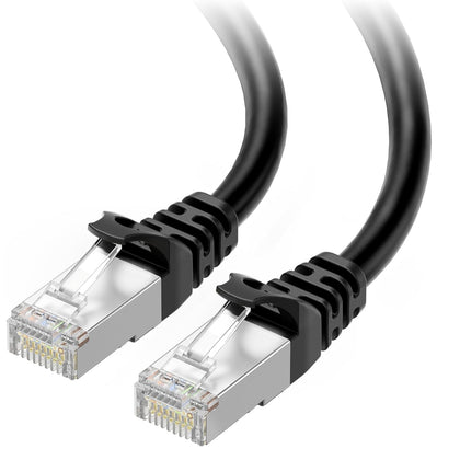 10Gbps Snagless Shielded Cat 6A Ethernet Cable, 50ft, Black | S/FTP Shielded, 26 AWG Bare Copper, 550MHz Bandwidth
