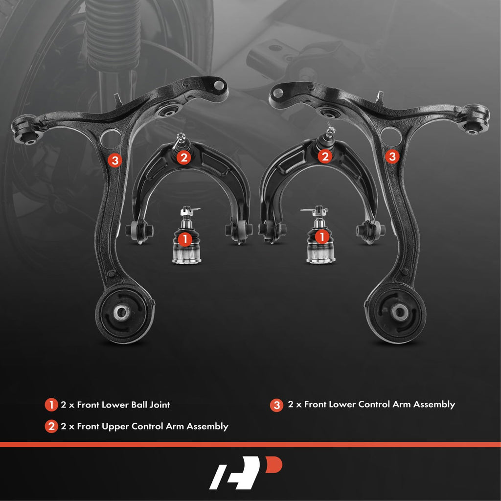 A-Premium 6Pcs Front Suspension Kit, Upper & Lower Control Arm