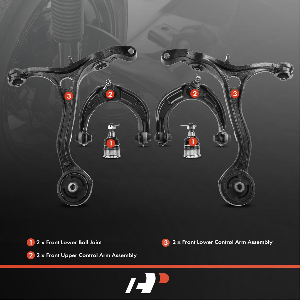 A-Premium 6Pcs Front Suspension Kit, Upper & Lower Control Arm