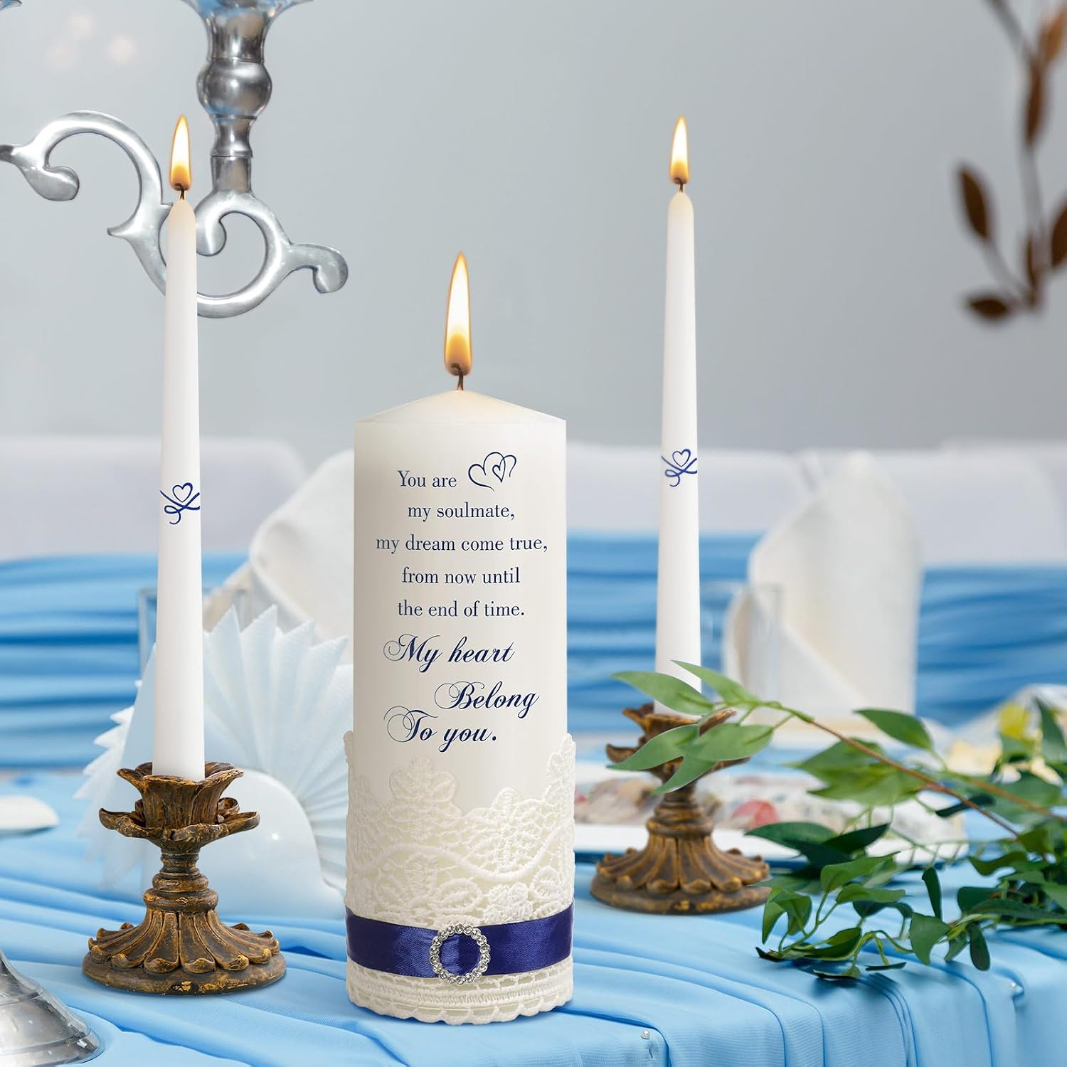 3 Pcs Unity Candle Set for Wedding Ceremony,Heart Style