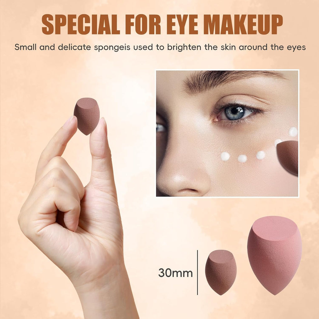Travel Makeup Brush Set BS-MALL Makeup Sponges - Includes Foundation Brush, Powder Puff, Finger Sponges & Triangle