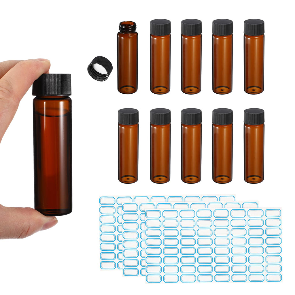 40ml Brown Glass Vials, 10 Pack Sample Vials with Screw Cap Reagent