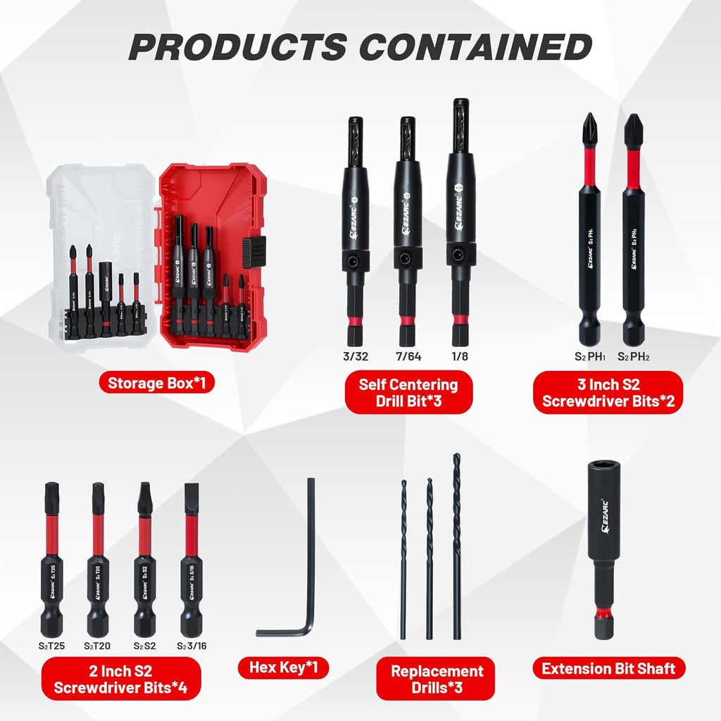 EZARC Self Centering Drill Bit Set, 14PCS for Cabinet Hinges and Doors