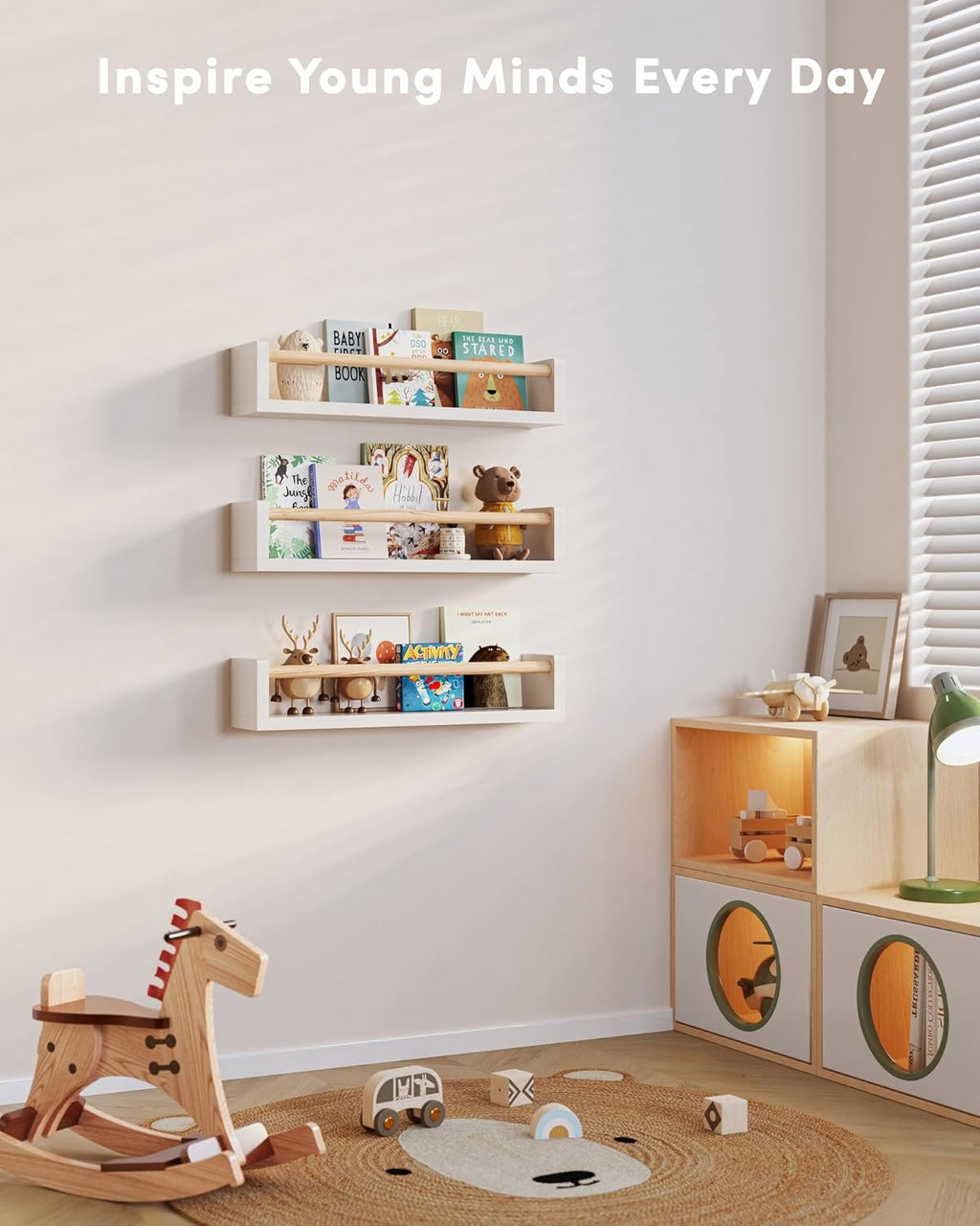 Nursery Book Shelves, Set of 3, Wall Bookshelf, Book Shelf for Kids Rooms, Wall Book Shelves for Bedroom Kids