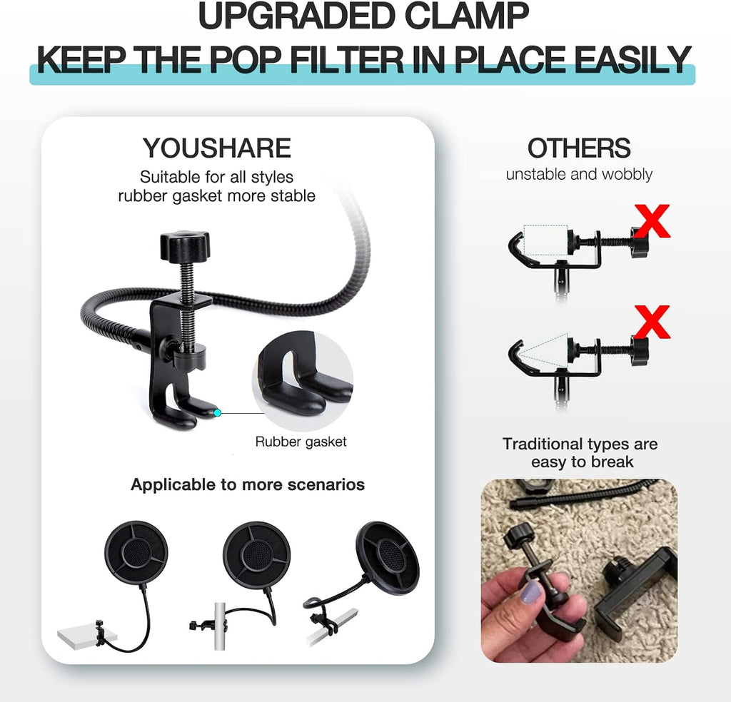 Blue Yeti Pop Filter Foam Windscreen - 5.5 Inch Diam 6 Layers Pop Filter for Mic Cover Yeti Pop Screen Compatible