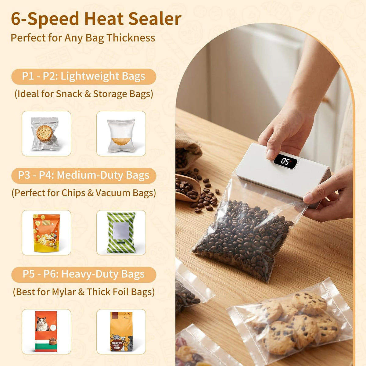 Mini Rechargeable Bag Sealer with LED Display for Food Storage